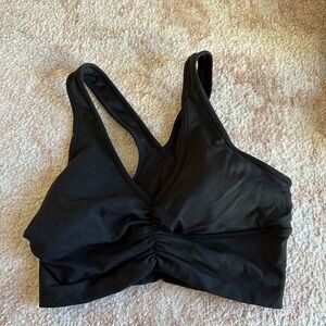 ALO Yoga Black Ruched Sports Bra